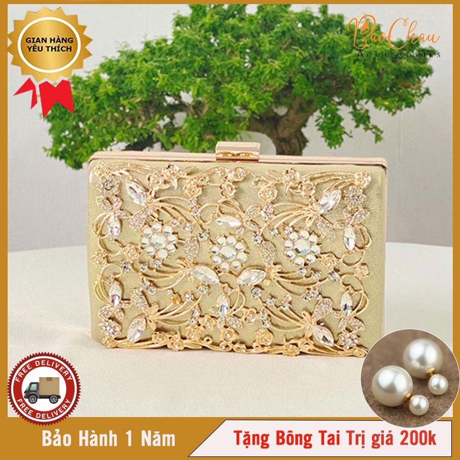 Ví Nữ Đi Tiệc Đính Đá Pha Lê - Bảo Châu- Đi Tiệc Cực Sang Phong Cách Hiện Đại Dễ Dàng Phối Đồ