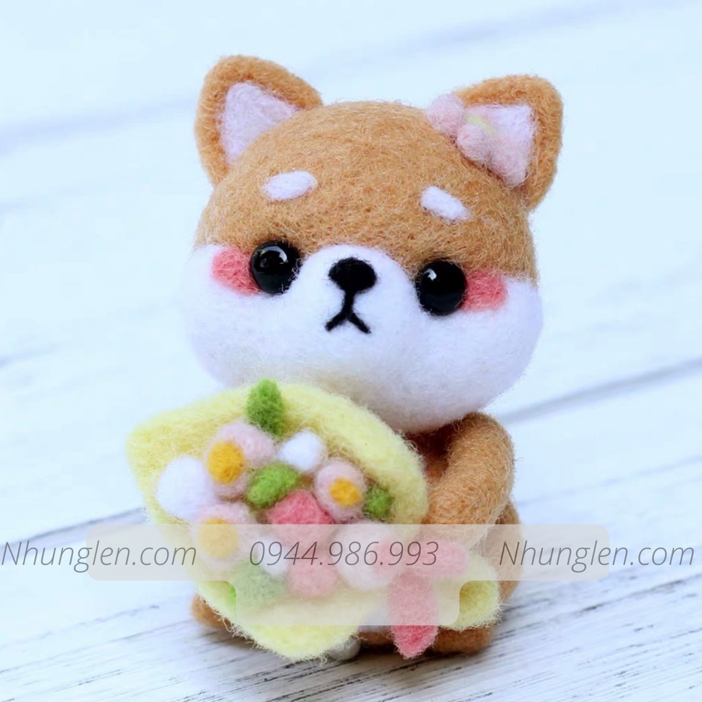 Len chọc có hướng dẫn 5 bé LỚP HỌC SHIBA NEEDLE FELTING SHIBA CLASSES, món quà handmade ý nghĩa