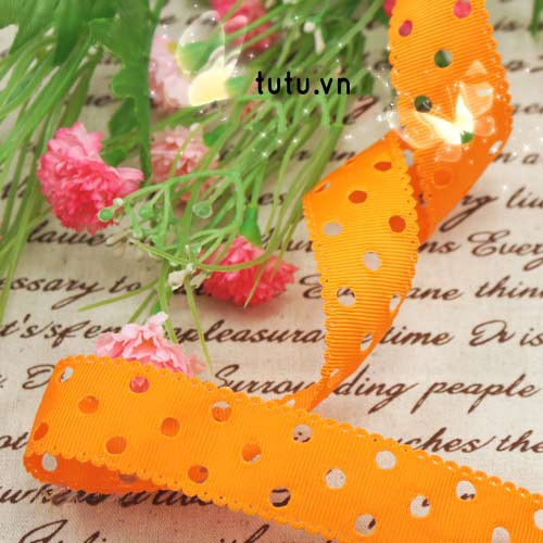 RUY BĂNG GÂN XỐP 25MM HỌA TIẾT ĐỤC LỖ, DIỀM NỮ TÍNH HT25-046