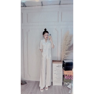 Set bộ đồ đũi trắng cộc ngắn + dài