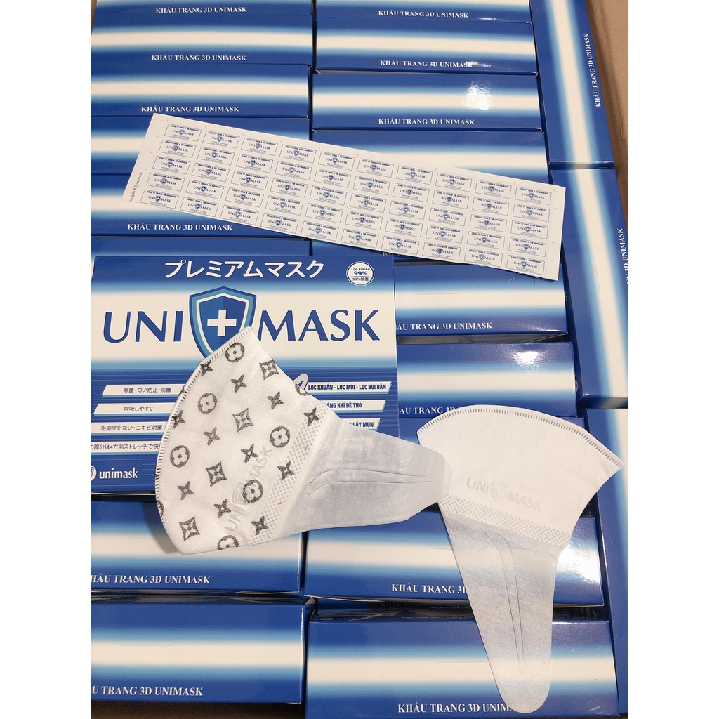 Khẩu trang 3D UniMask Công Nghê Nhật Bản Kháng Khuẩn  -Hàng đóng hộp 50c