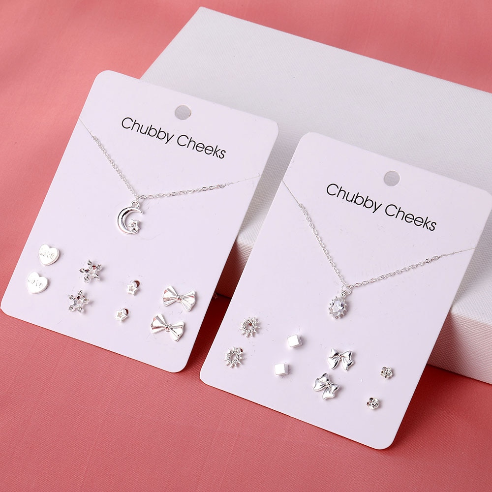 Bộ Trang Sức Dây Chuyền Và Khuyên Tai Đính Đá Phong Cách Thanh Lịch Dành Cho Phụ Nữ
