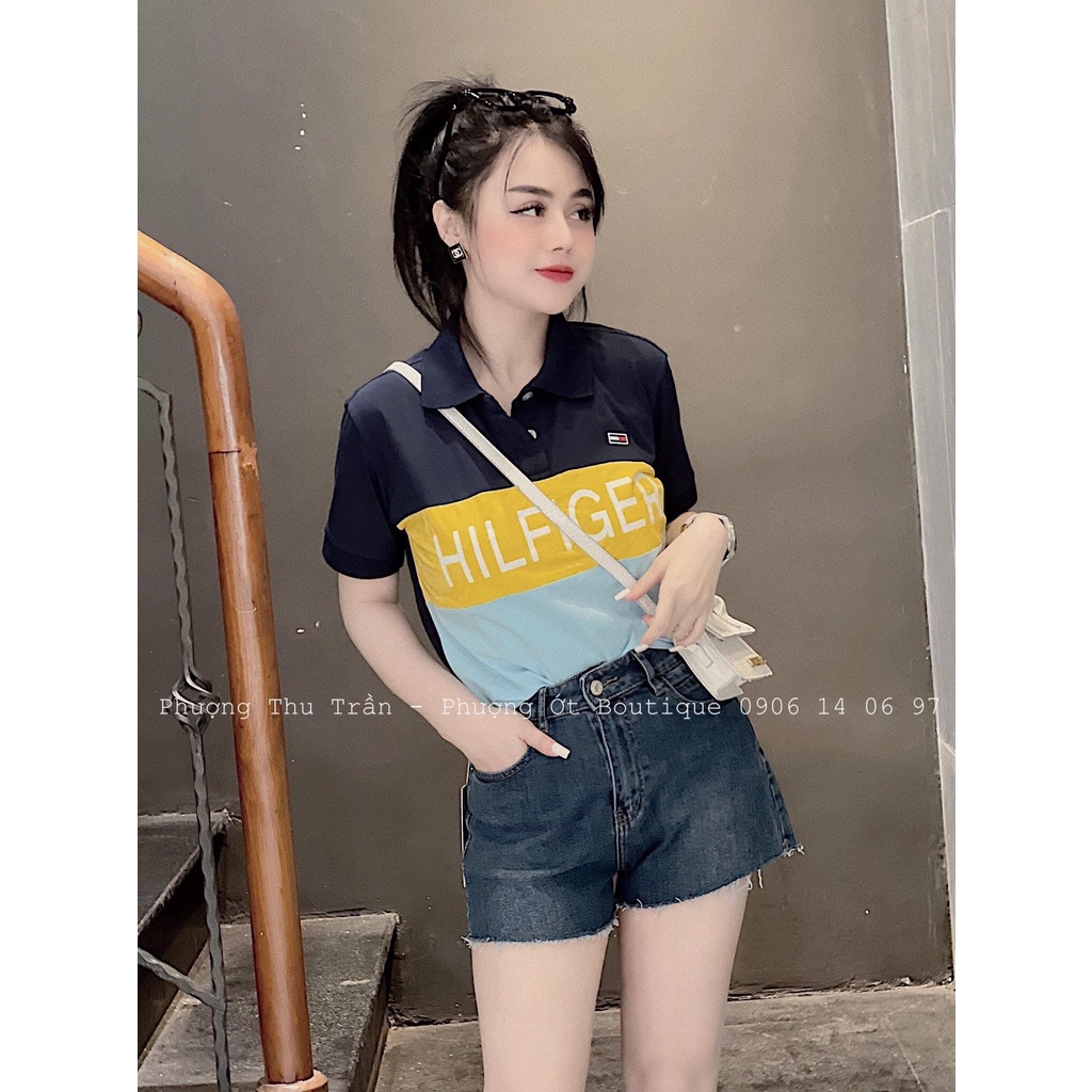 ÁO POLO NỮ CỘC TAY PHỐI VÀNG THAN HILFIGER