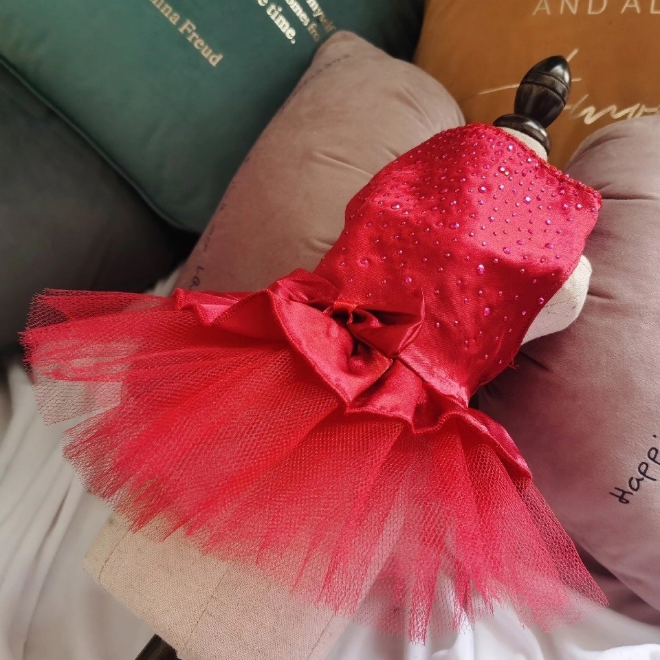 Đầm Tutu Công Chúa Đính Kim Sa Thắt Nơ Cho Thú Cưng