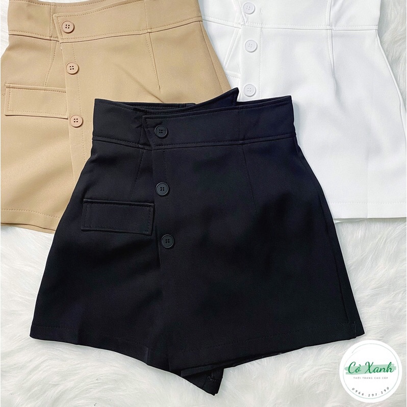 Quần giả chân váy thời trang thiết kế vạt chéo lệch phối cúc cao cấp phong cách ulzzang Cỏ Xanh Store QV1 | BigBuy360 - bigbuy360.vn