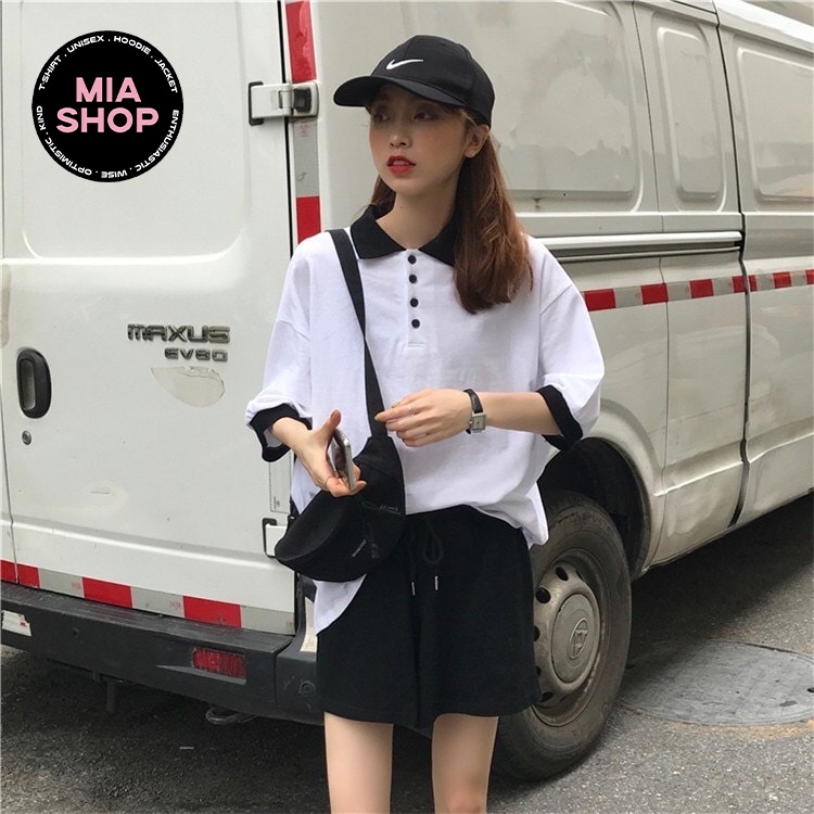 Áo thun tay lỡ MIA, Áo Polo nữ form rộng dáng Unisex/Ulzzang mặc lẻ cặp nhóm hình tổng hợp MIA SHOP