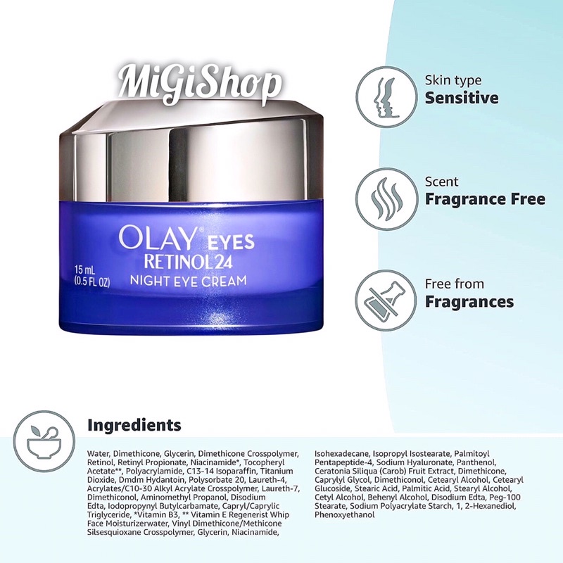 [Hàng Mỹ] Kem Dưỡng Mắt Ban Đêm Olay Retinol 24 Night Eye Cream 15ml