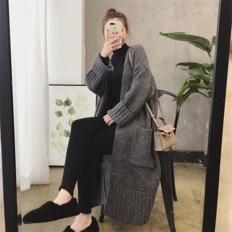 Áo khoác len dệt kim cardigan cổ chữ V mùa thu đông dành cho nữ phong cách retro hàn quốc; A09 - BONMIE