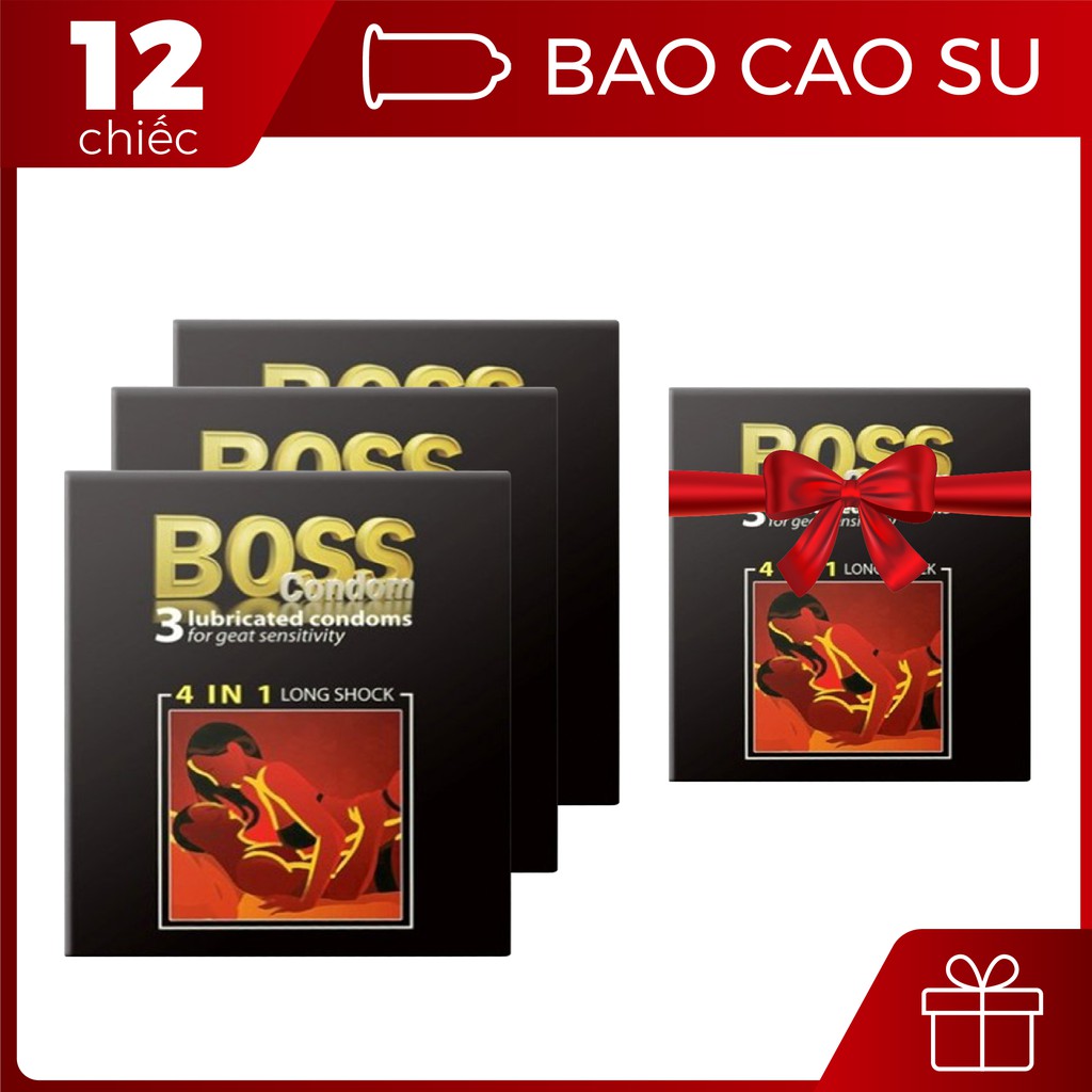 3 hộp bao cao su Boss 4 Trong 1 loại 3 chiếc Tặng kèm 1 hộp bao cao su Boss 3 chiếc cùng loại