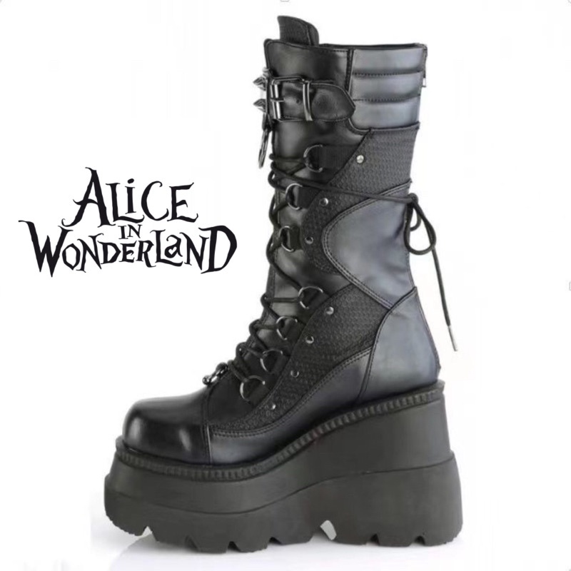 Boot siêu phẩm đinh tán phong cách Goth Punk đế cao 10cm