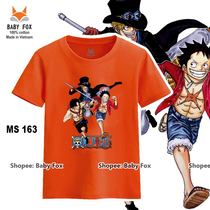 Áo thun bé trai 100% cotton loại tốt, áo phông thương hiệu BABY FOX, One Piece, Luffy, Zoro  m