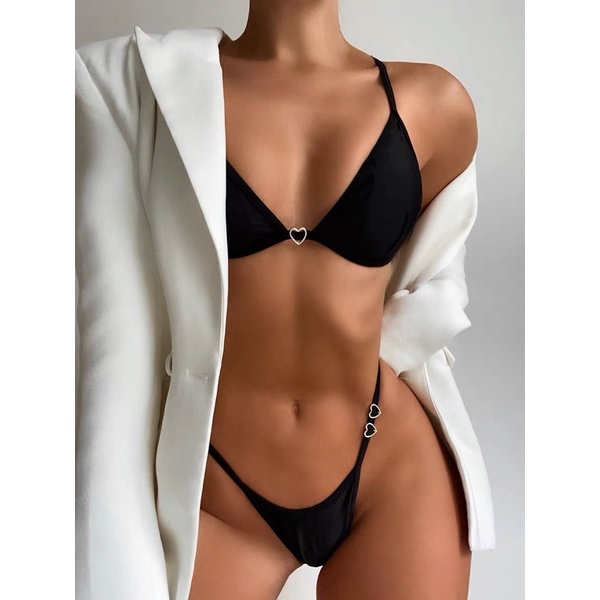 B76607 - Basic Bikini Kết Hợp Trái Tim Nhỏ Xinh Yêu Điểm Nhấn - Đồ Bơi 2 Mảnh Gợi Cảm Cho Nữ