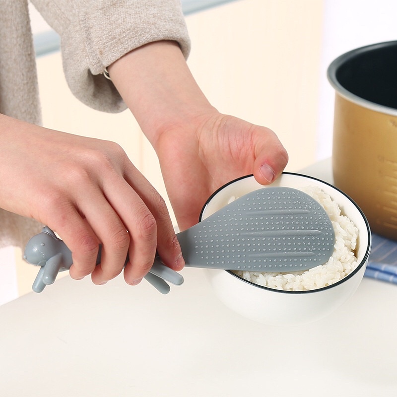 Muôi muỗng xới xơm tự đứng hình SÓC siêu cưng - Vá múc cơm nhựa lúa mạch chống dính chịu nhiệt cao an toàn