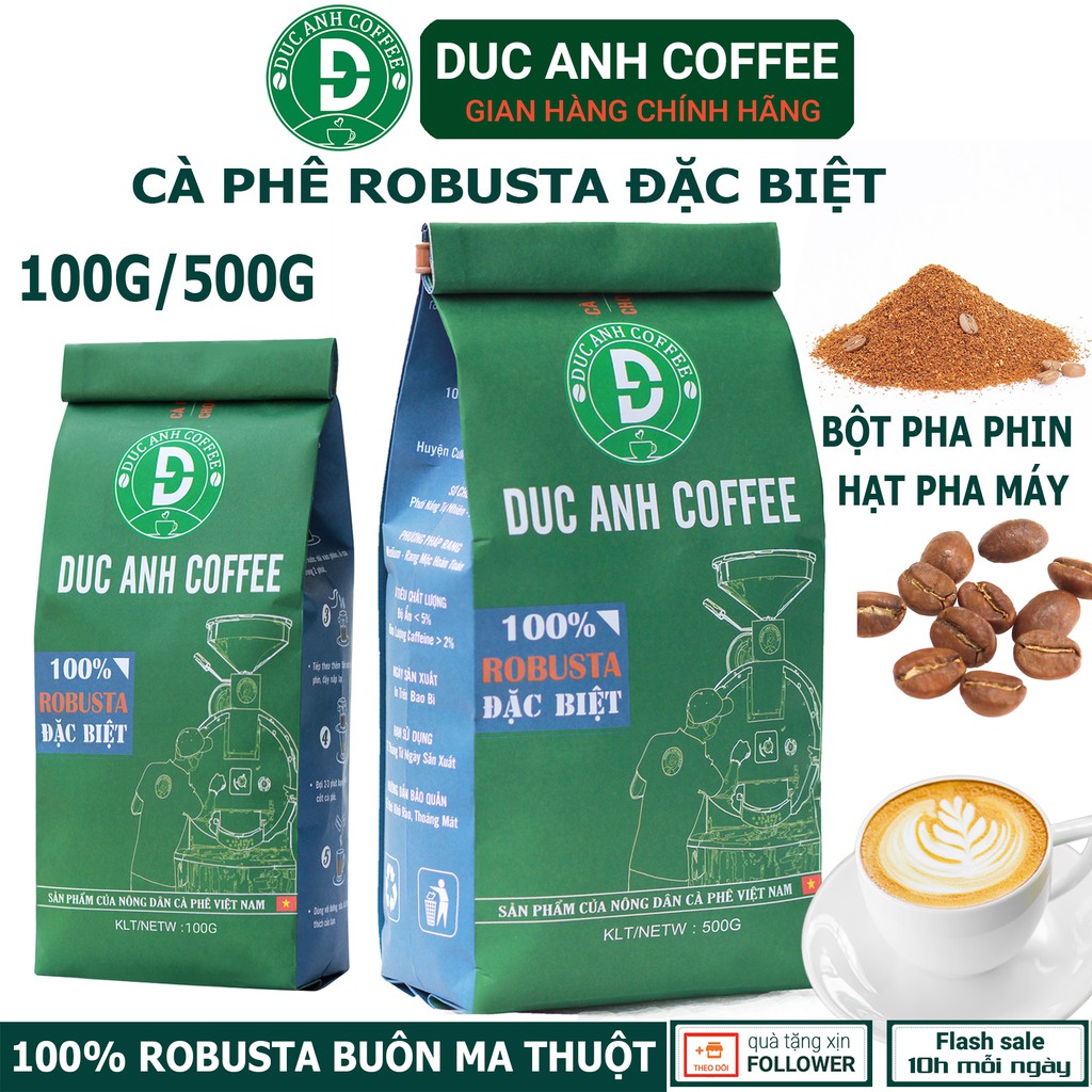 Cà phê rang xay nguyên chất túi giấy - 100% robusta Buôn Mê Thuột - Cà phê Đức Anh