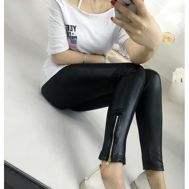 quần legging da bóng có khóa kéo - QL26