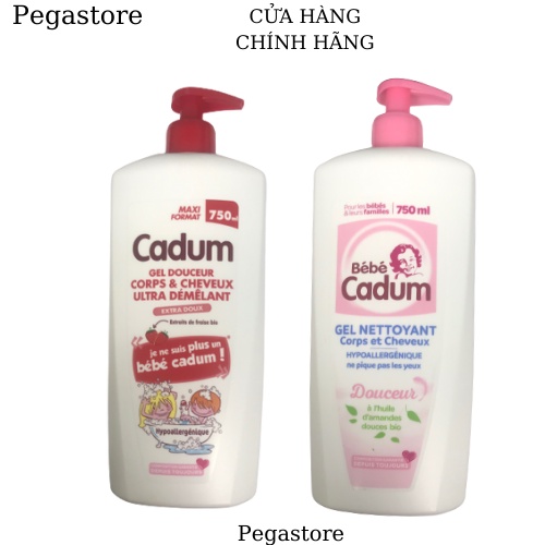 Sữa tắm gội toàn thân CADUM Gel Nettoyant Corps Et Cheveux 750ml (sữa tắm gội cho bé sơ sinh - mùi hạnh nhân) màu hồng