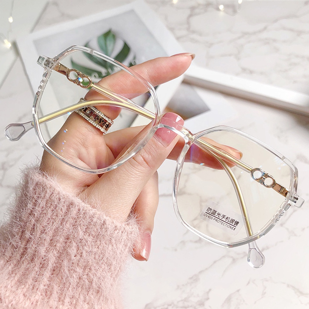1 mắt kính gọng kim loại chống ánh sáng xanh phong cách Nhật Hàn cổ điển thời trang cho nữ