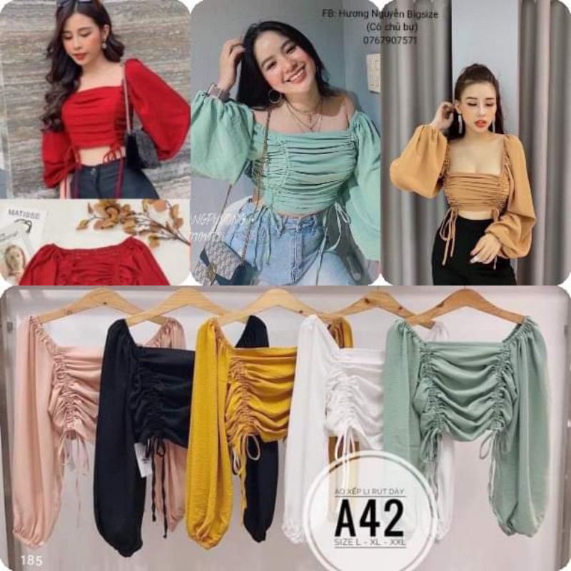 55-90kg Bigsize ÁO XẾP LY RÚT DÂY A42