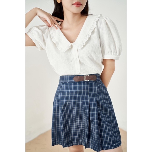 Áo sơ mi trắng mặt vải thêu chỉ cổ kẹp bèo ADORE DRESS