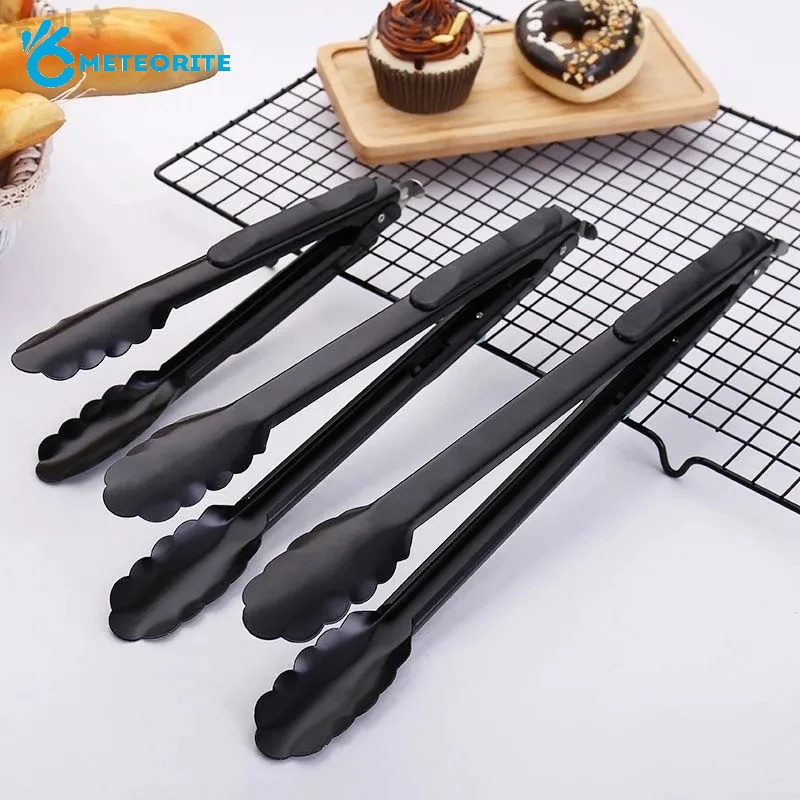 Kẹp Gắp Thức Ăn Bằng Thép Không Gỉ Màu Đen 9/12/14 Inch