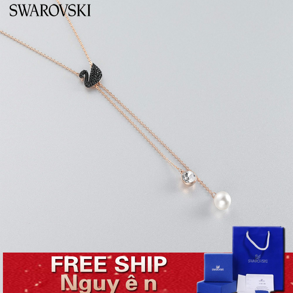 Dây chuyền Swarovski thiên nga đen đính đá pha lê kiểu dáng thời trang dành cho nữ