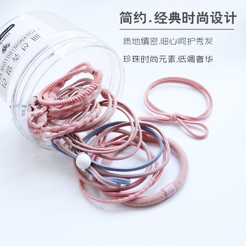 Set 12 Dây Buộc Tóc Nhiều Màu Co Giãn Phong Cách Hàn Quốc Cho Nữ Có Hộp Đựng Xịn Xò