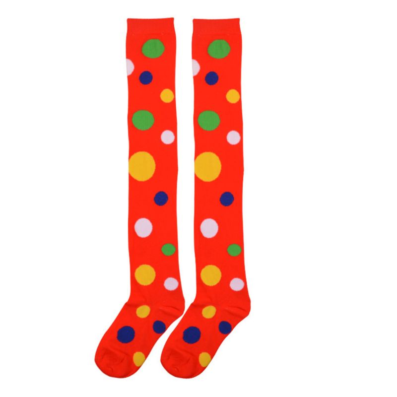 Tất Dài Họa Tiết Chấm Bi Nhiều Màu Hóa Trang Chú Hề Cho Nữ