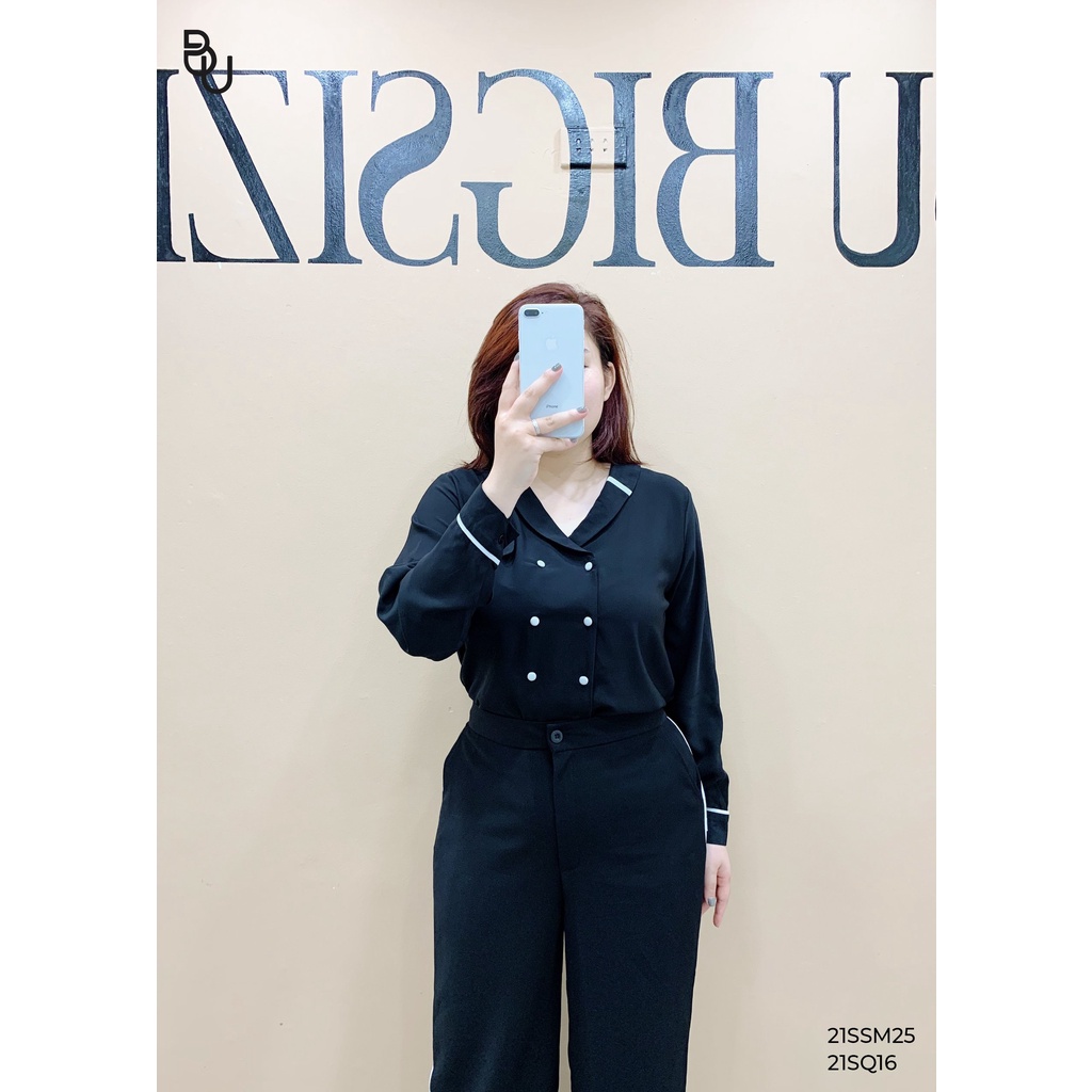 Sơ mi cổ sam cúc trắng BIGSIZE (55kg đến 95kg) - 21SSM25 - [BUstu Bigsize]