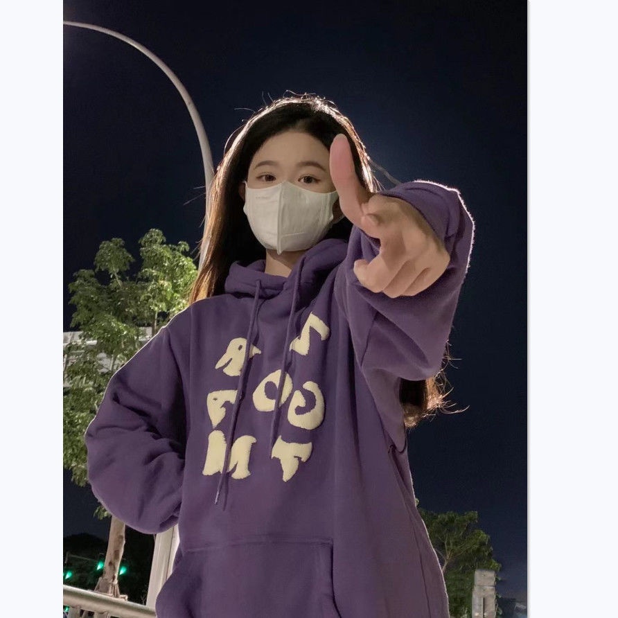 Áo hoodie lót nhung dày dặn thời trang xuân thu cho nữ 2021