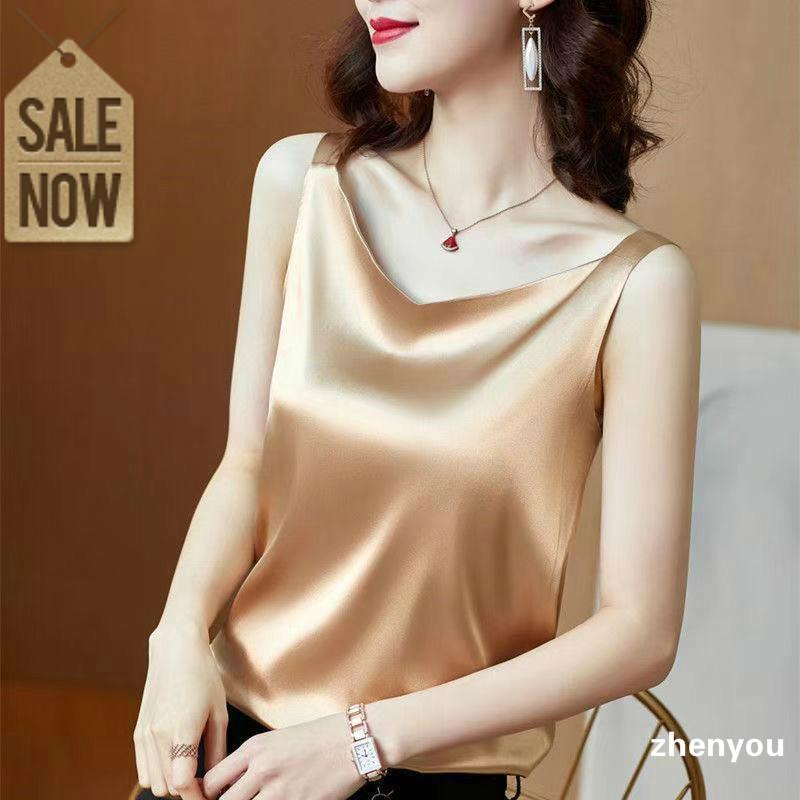 🔥Phiên Bản Cao Cấp🔥Áo Lụa Satin Hai Dây Cổ Chữ V Màu Sắc Trơn Phong Cách Hàn Quốc Dành Cho Nữ