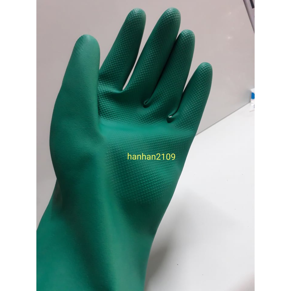 Găng tay cao su màu xanh chống hóa chất Malaysia (hàng chuẩn)
