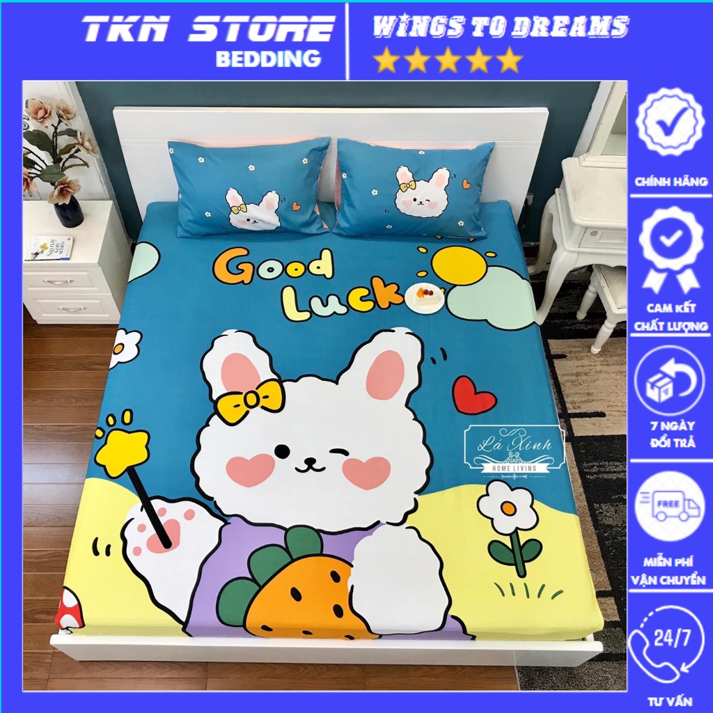 Bộ ga giường và vỏ gối cotton thun lạnh 100%, ga gối cotton dày mát đủ size nệm 1m2 1m5 1m6 1m8 2m Giá Rẻ