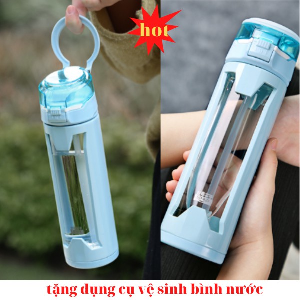 Bình nước bình nước THỂ THAO CAO CẤP 450ML CÓ ỐNG HÚT