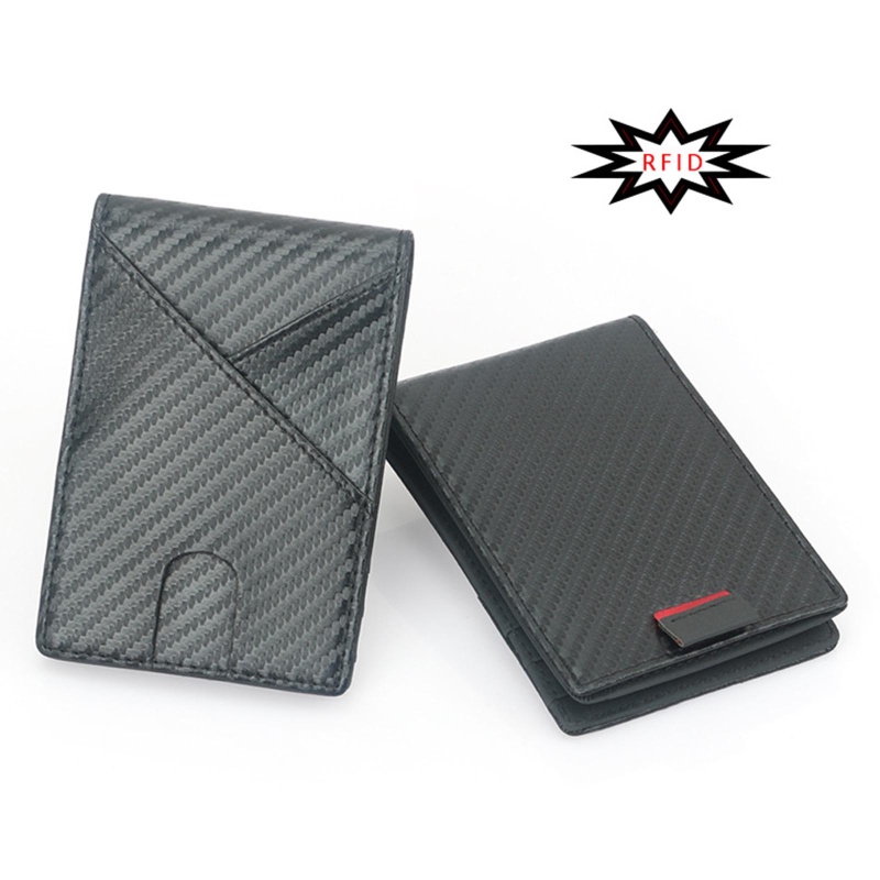 Ví Da Nam Dạng Gập Bằng Sợi Carbon Phong Cách Vintage