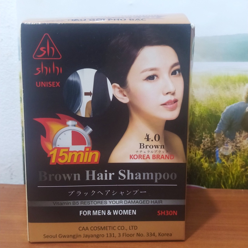 Dầu gội phủ bạc Shihi (Nâu - Đen) hộp 10 gói 30 ml