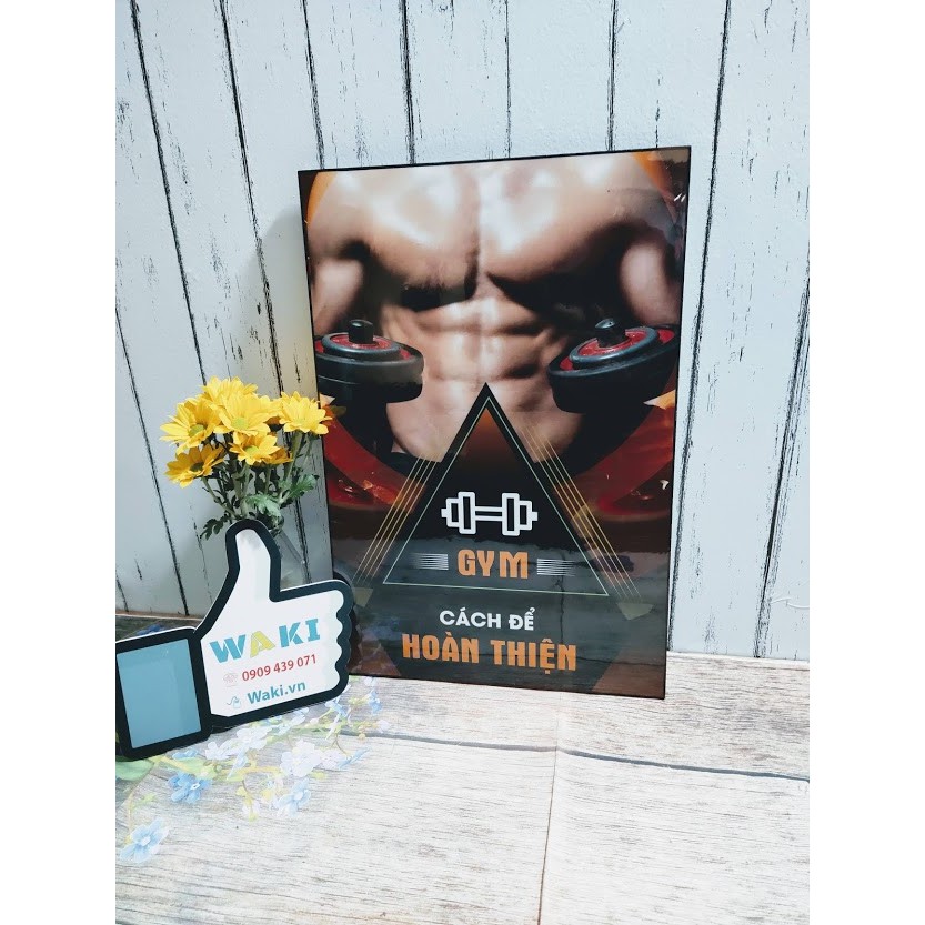 [Tranh trang trí] Bộ 2 tranh treo phòng tập gym giá rẻ, bao gồm khung gỗ