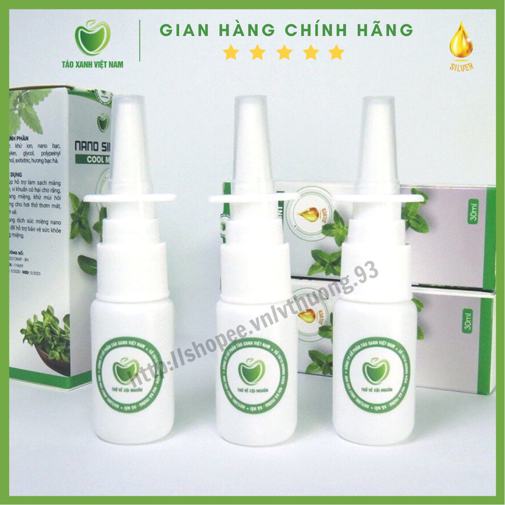 Chai xịt mũi 15ml bằng nhựa HDPE - Nano Silver Cool Mint - Táo xanh Việt Nam