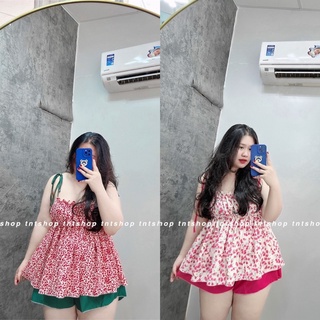 SET ÁO HOA NHÚN 2 DÂY SIÊU XINH [ TNT SHOP BIGSIZE 60kg - 90kg ]