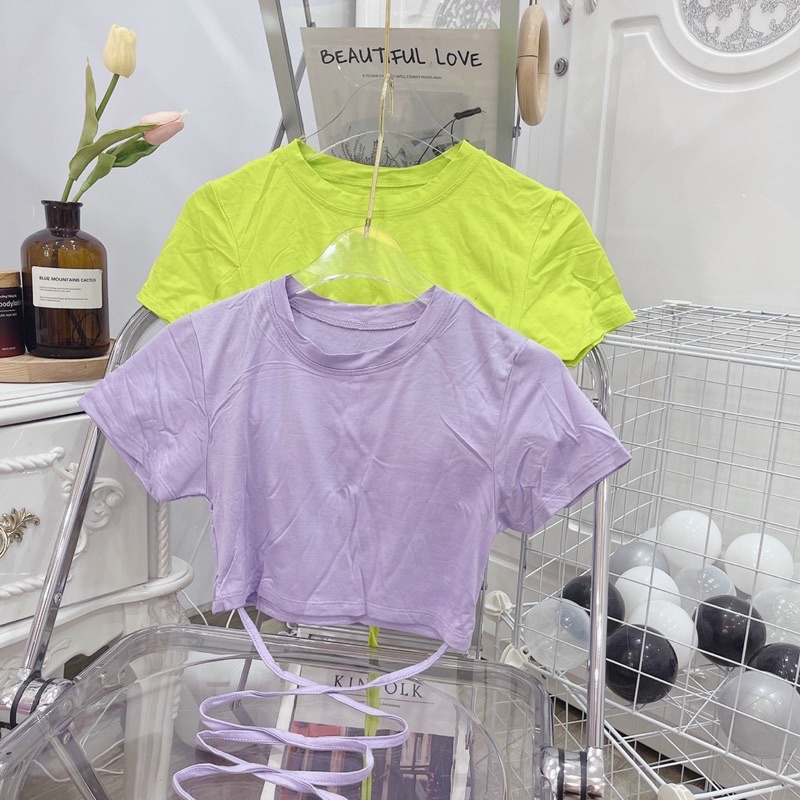 Áo croptop đan dây eo mặc vào hack dáng cực kỳ