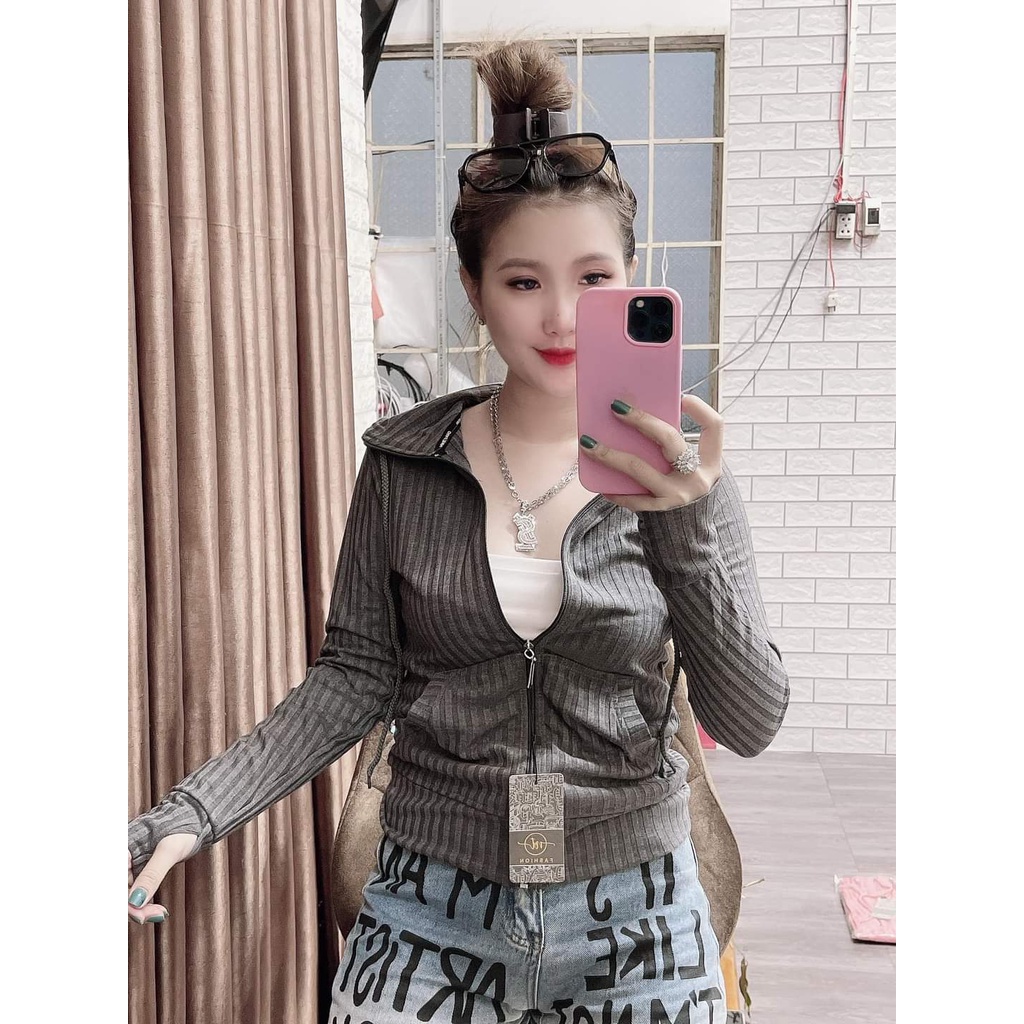 [53-68kg] Áo Khoác Thun Gân To 6 Túi Vải Dày Dặn, Đẹp. Áo Khoác Nữ Vải Thun Gân [TGT]