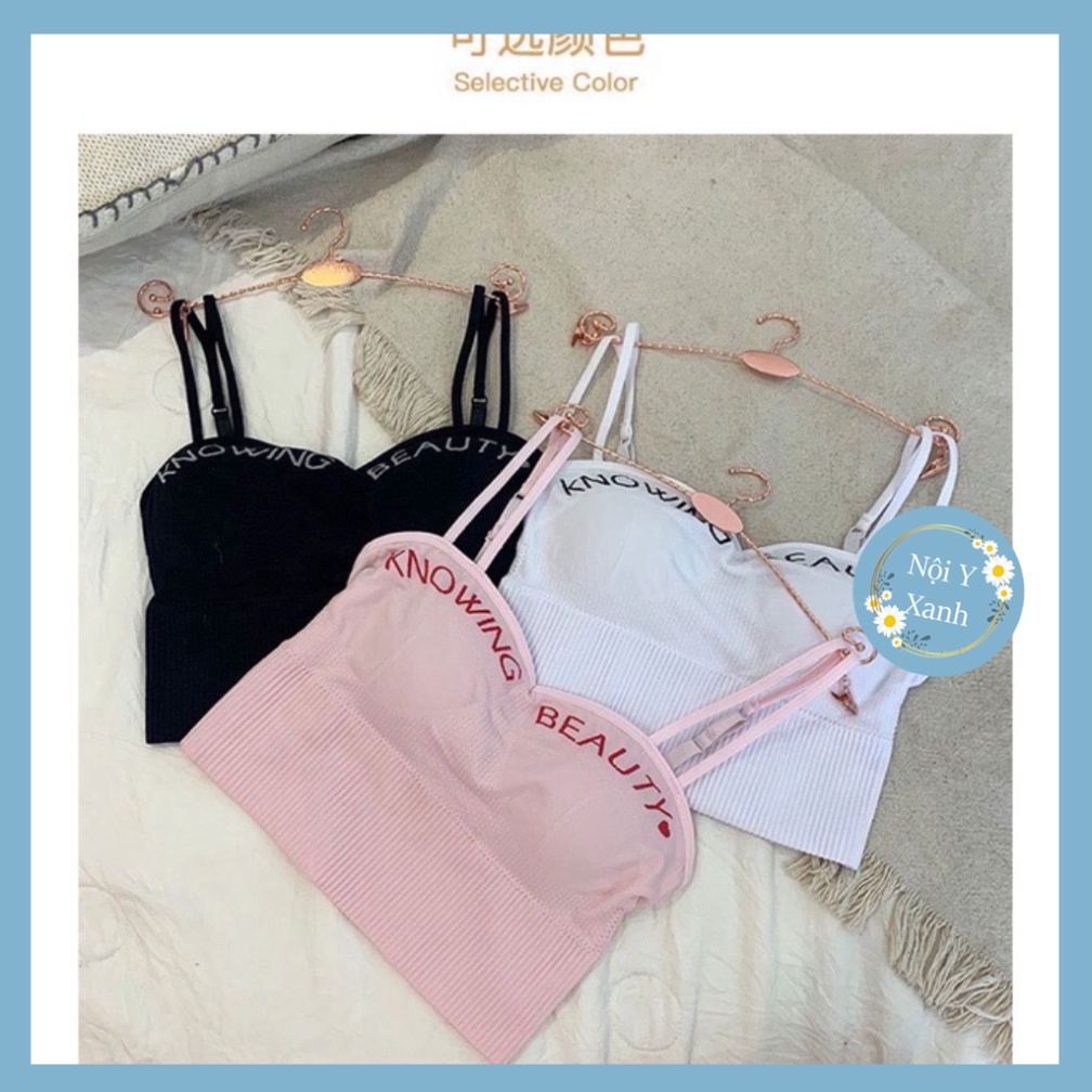 Áo Bra Nữ Dây Kép Cúp Ngực Dáng Lửng Có Đệm Ngực Trend Mới 829 Nội Y Xanh chất thoáng mát cao cấp