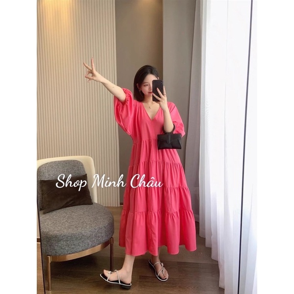 Váy midi cổ V đuôi cá Zaarrraa, 2 mầu
