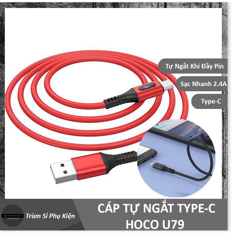 Cáp sạc nhanh hoco u79 tự ngắt điện khi sạc đầy - dây sạc bọc dù chống gập đứt gãy cho micro usb andoird , type c - Sma