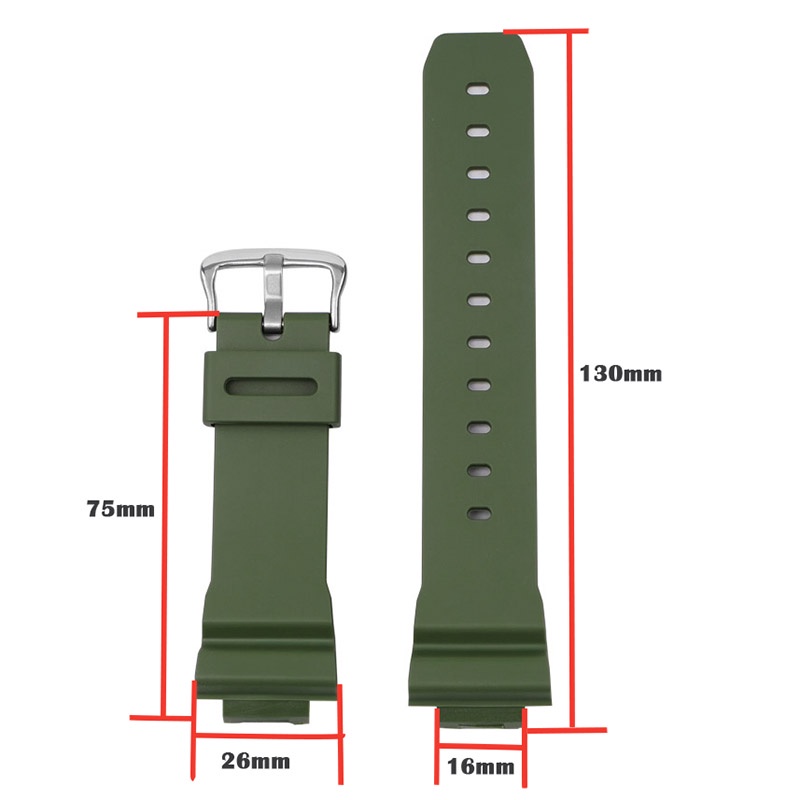 Dây Đồng Hồ Đeo Tay Silicon Cao Su 16mmX26mm Cho Casio DW-5600 GW-M5610 G-5600 GW-B5600 DW-6900 GA-2100 9052series