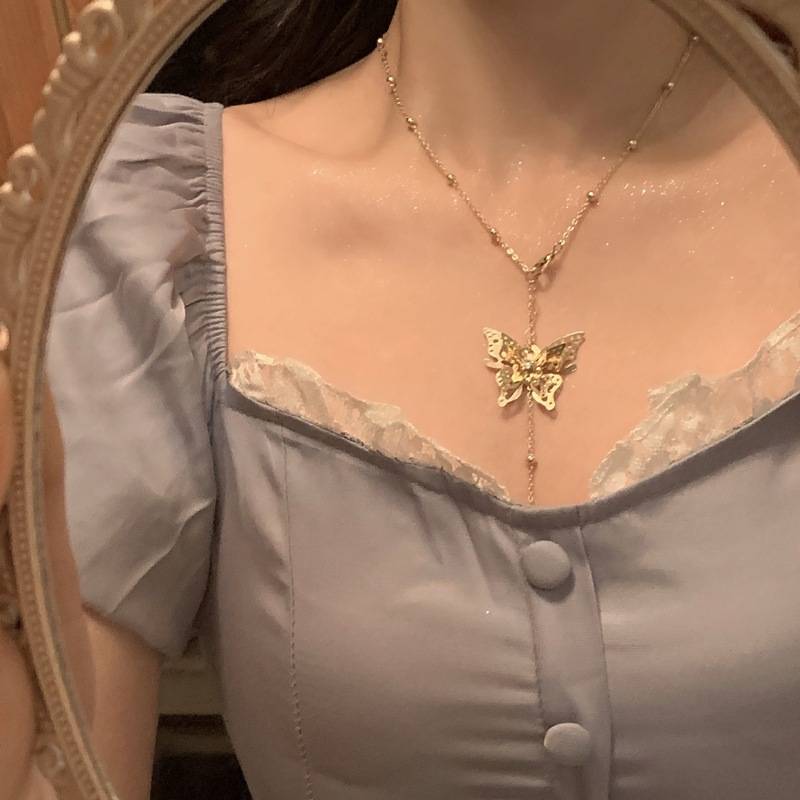 Vòng cổ Dài Mặt Bươm Bướm Thời Trang Cho Nữ