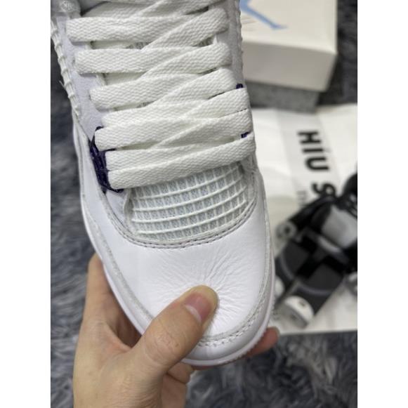 Giầy Nam Nữ Air Jordan 4 Metallic Purple |Trắng Tím|Da Cực Tốt, Đế Khâu Gắn Chip