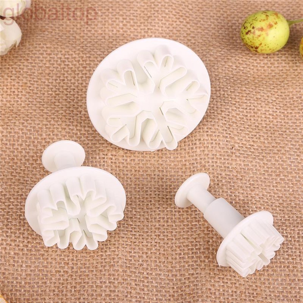Set 3 Khuôn Cắt Tạo Hình Bông Tuyết Trang Trí Bánh