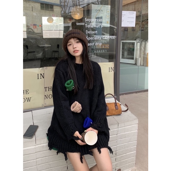 Áo len ghim mũ freesize
