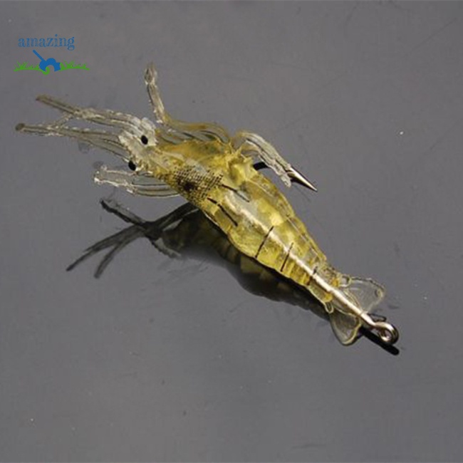 Mồi Tôm Giả Câu Cá Mềm Phát Quang 4cm Kèm Móc
