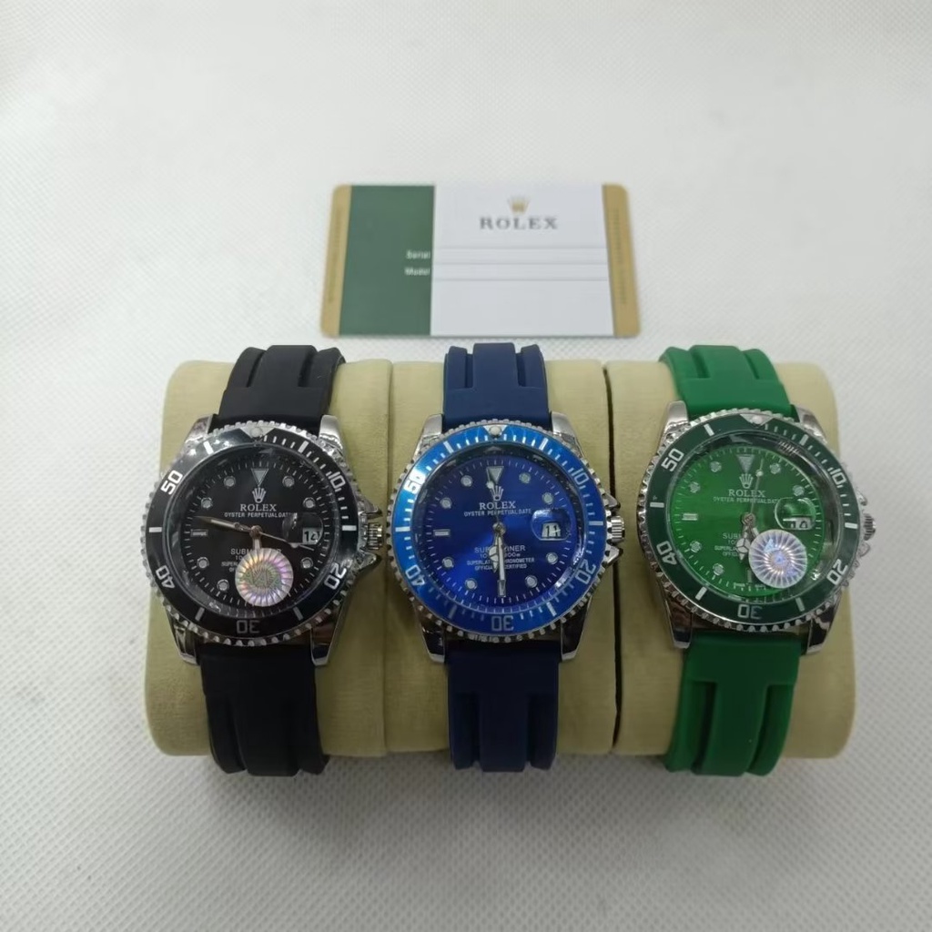 Rolex Đồng Hồ Đeo Tay Thạch Anh Tròn Bằng Thép Silica gel Chống Nước Cổ Điển Sang Trọng Cá Tính Cho Cặp Đôi Xu Hướng Thời Thượng